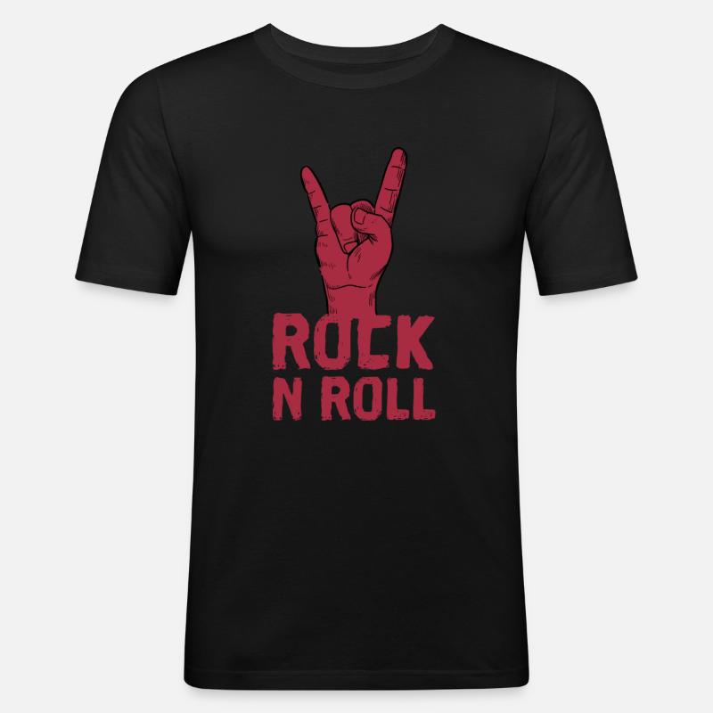 Rock N Roll Zeichen - Männer Slim Fit T-Shirt - Schwarz