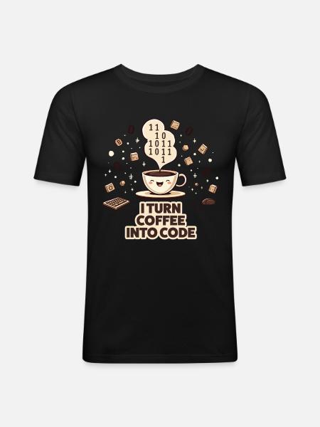 Coffee to Code: Programmierer-Style - Männer Slim Fit T-Shirt - Schwarz