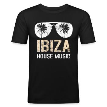Ibiza House - T-shirt près du corps Homme - noir - Devant - Nik (191cm)