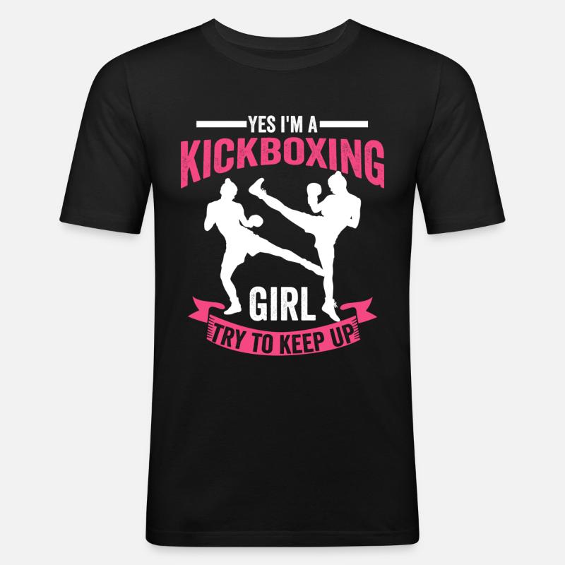 Kickboxen Mädchen Geschenk - Männer Slim Fit T-Shirt - Schwarz