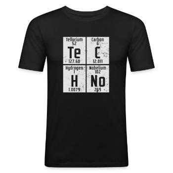 Edm Rave Periodensystem Chemistry Techno Geschenk - Männer Slim Fit T-Shirt - Schwarz - Vorne - Nik (191cm)