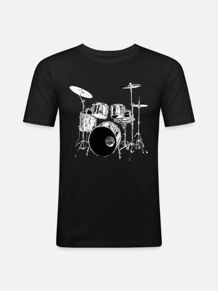 Drums silver - Men's Slim Fit T-Shirt - black