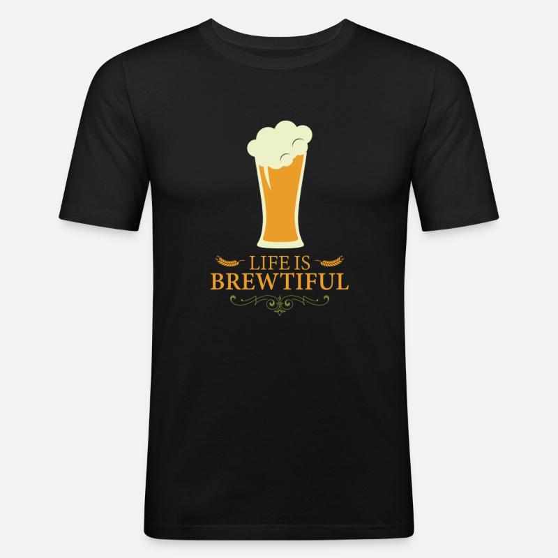 BREWTIFUL BIER BEER - Männer Slim Fit T-Shirt - Schwarz