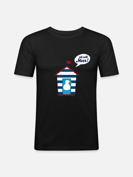 ich will Meer - Männer Slim Fit T-Shirt - Schwarz