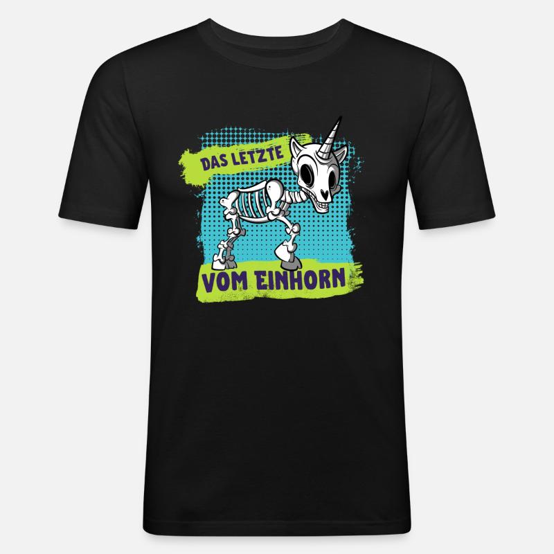 Das letzte vom Einhorn - Männer Slim Fit T-Shirt - Schwarz