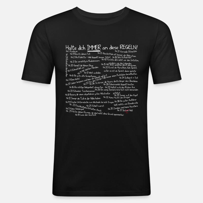 2.0 Version Zombie Survival Regeln - Männer Slim Fit T-Shirt - Schwarz