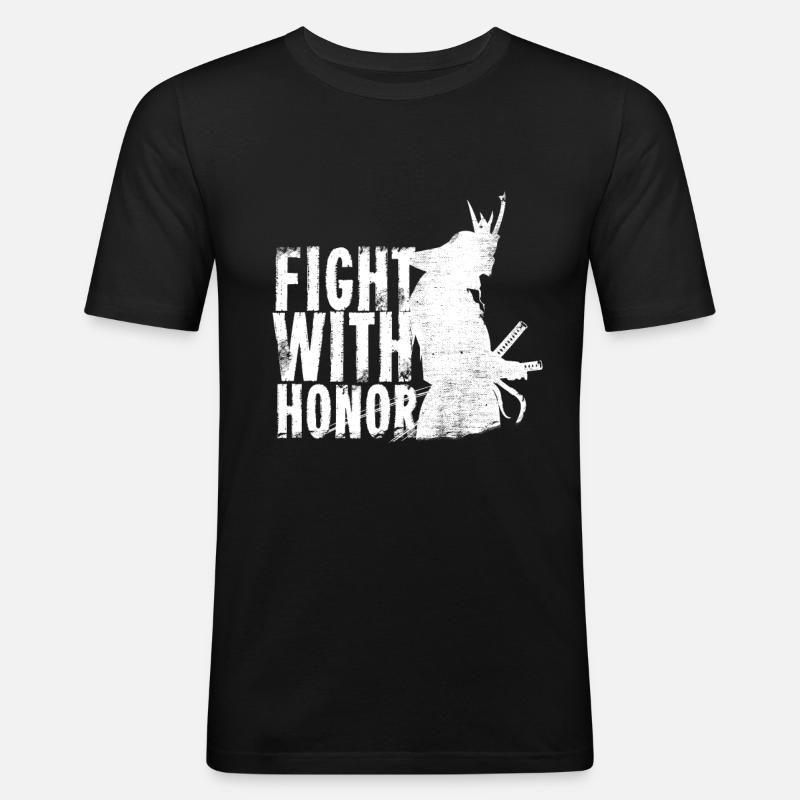 Samurai - Männer Slim Fit T-Shirt - Schwarz
