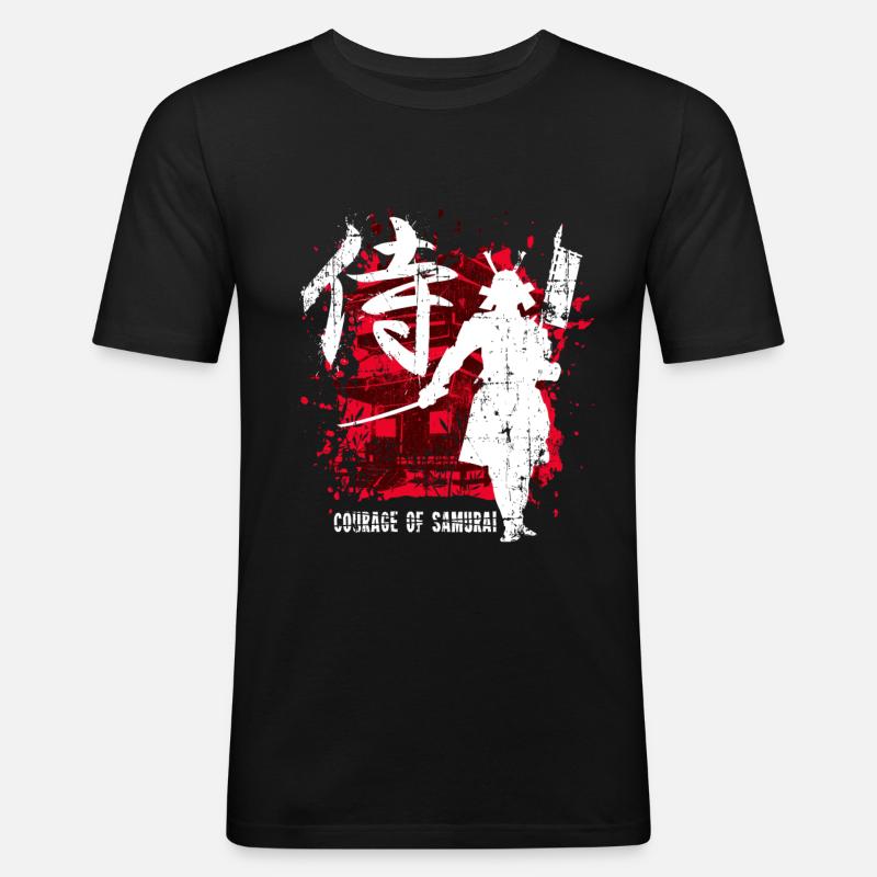 Samurai Krieger Geschenk - Männer Slim Fit T-Shirt - Schwarz