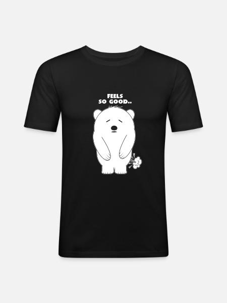Eisbär Pups - Männer Slim Fit T-Shirt - Schwarz