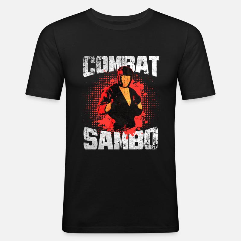 Sambo Kaempfer Geschenk - Männer Slim Fit T-Shirt - Schwarz