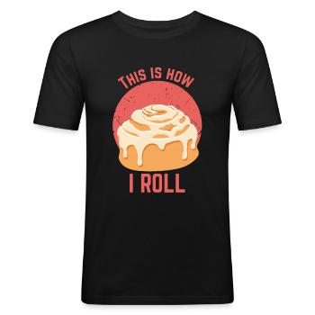 Zimt Cinammon Roll Design I Lustige Kekse - Männer Slim Fit T-Shirt - Schwarz - Vorne - Nik (191cm)