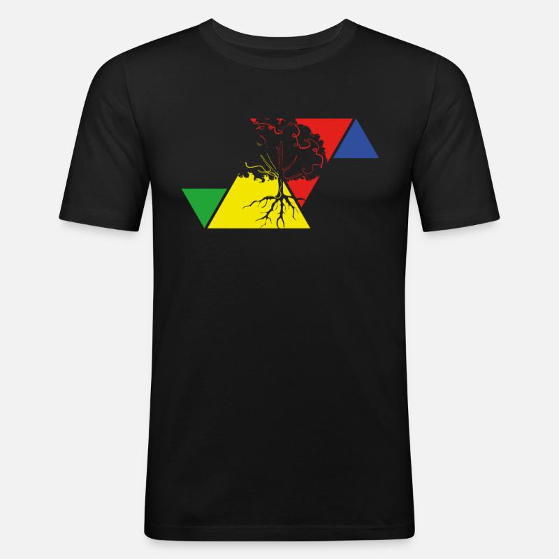 Umweltschutz Baum - Männer Slim Fit T-Shirt - Schwarz