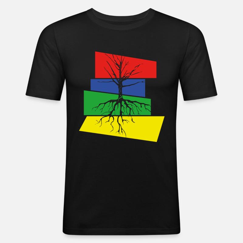 Baum - Männer Slim Fit T-Shirt - Schwarz