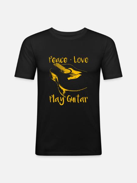 Gitarre - Männer Slim Fit T-Shirt - Schwarz