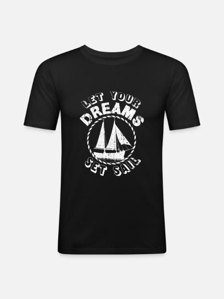 Segelboot - Männer Slim Fit T-Shirt - Schwarz