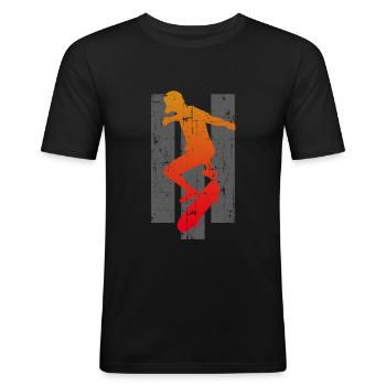 Skater Skateboard - Männer Slim Fit T-Shirt - Schwarz - Vorne - Nik (191cm)