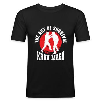 Krav Maga - T-shirt près du corps Homme - noir - Devant - Nik (191cm)