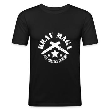 Krav Maga - Männer Slim Fit T-Shirt - Schwarz - Vorne - Nik (191cm)