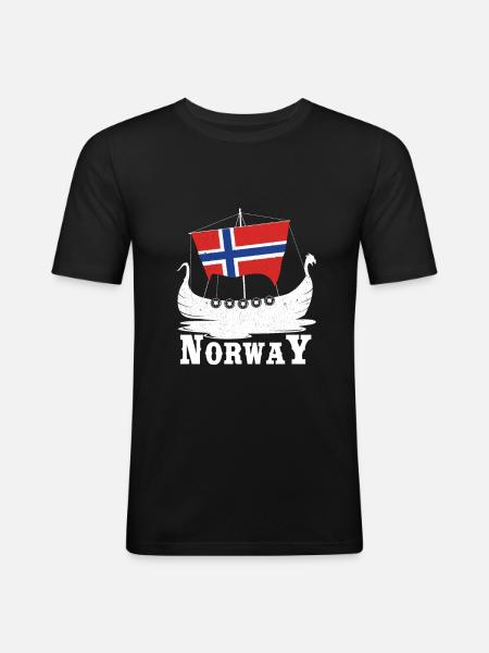 Norway boat viking gift - Men's Slim Fit T-Shirt - black