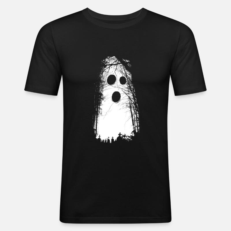 Halloween Geist - Männer Slim Fit T-Shirt - Schwarz