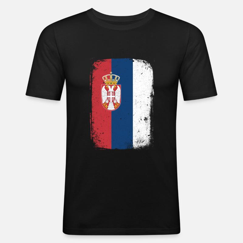 Serbien - Männer Slim Fit T-Shirt - Schwarz