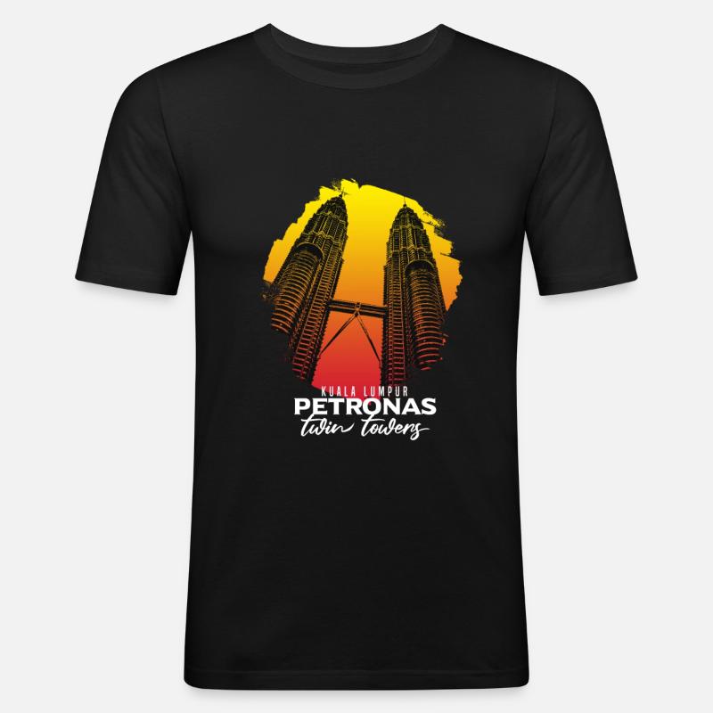 Kuala Lumpur Petronas Geschenk - Männer Slim Fit T-Shirt - Schwarz