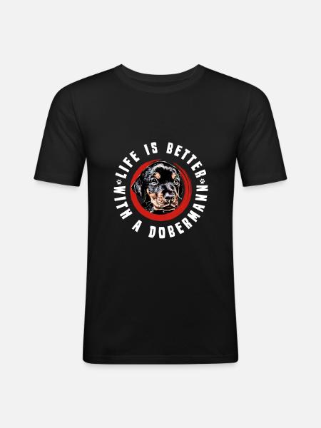 Doberman puppy - Men's Slim Fit T-Shirt - black