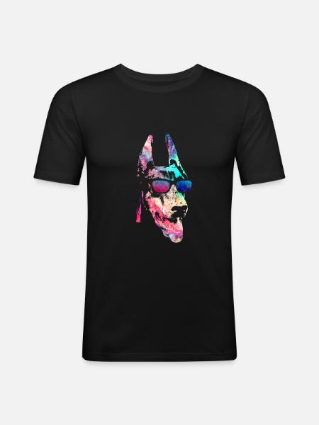 Doberman - T-shirt près du corps Homme - noir