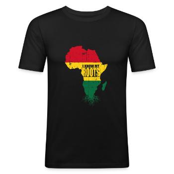 Afrique - T-shirt près du corps Homme - noir - Devant - Nik (191cm)