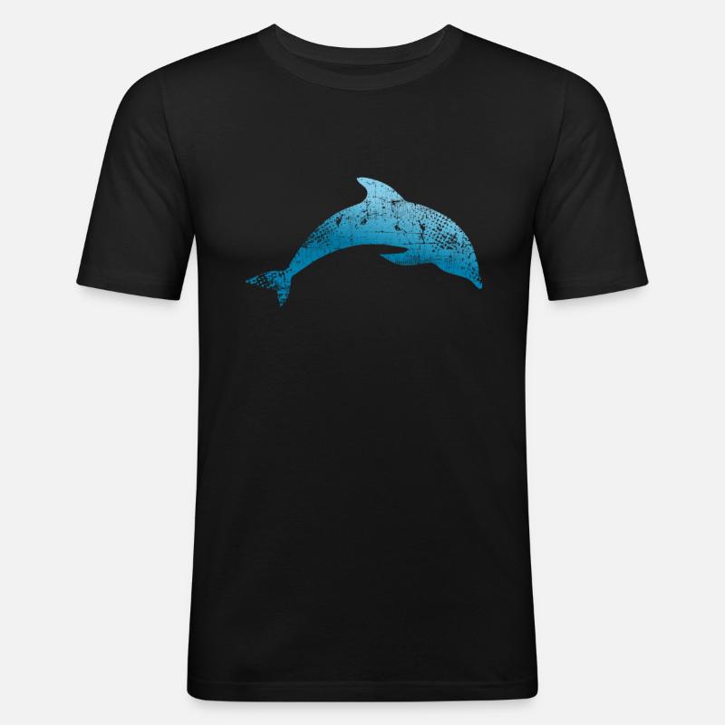 Delfin - Männer Slim Fit T-Shirt - Schwarz