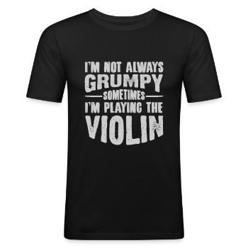Geige - Männer Slim Fit T-Shirt - Schwarz - Vorne - Nik (191cm)