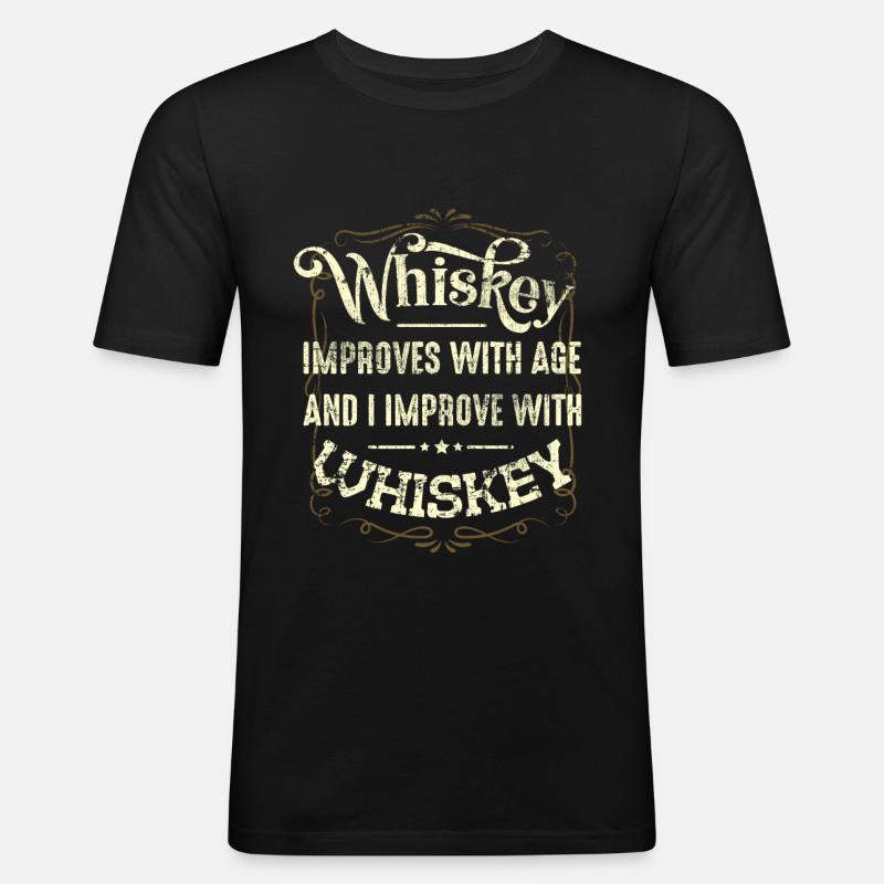 Whiskey - Männer Slim Fit T-Shirt - Schwarz