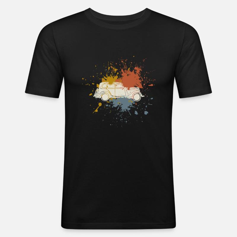 Auto retro - Männer Slim Fit T-Shirt - Schwarz
