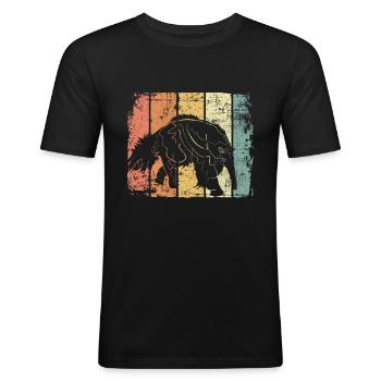 Ameisenbär - Männer Slim Fit T-Shirt - Schwarz - Vorne - Nik (191cm)