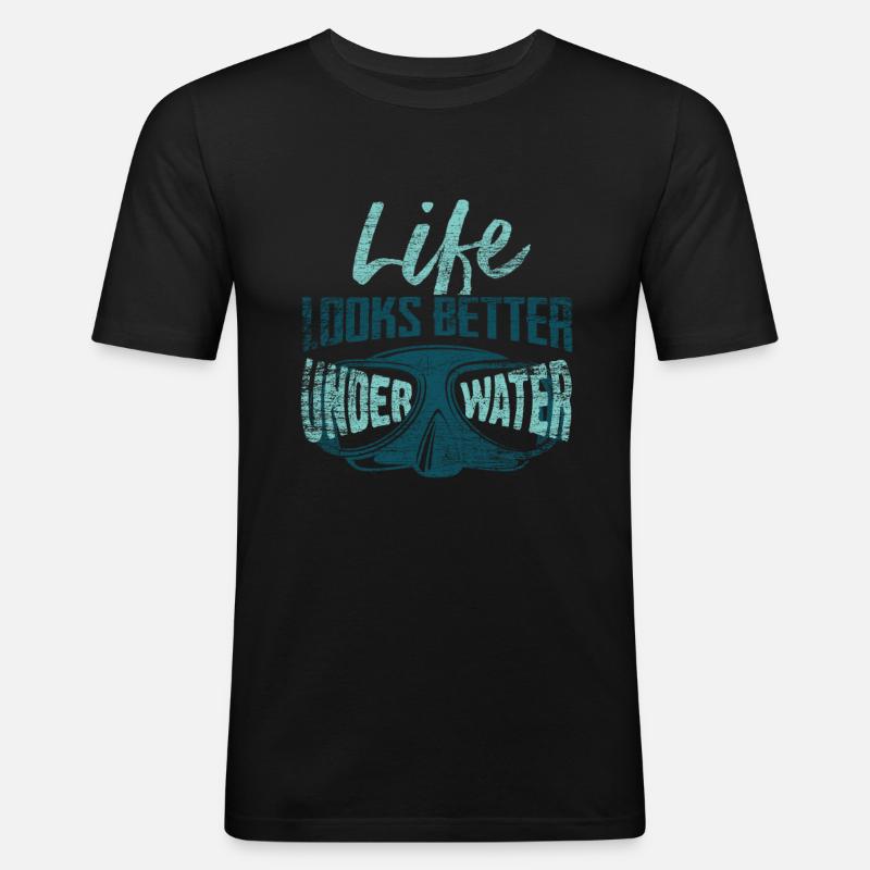 Tauchen - Männer Slim Fit T-Shirt - Schwarz
