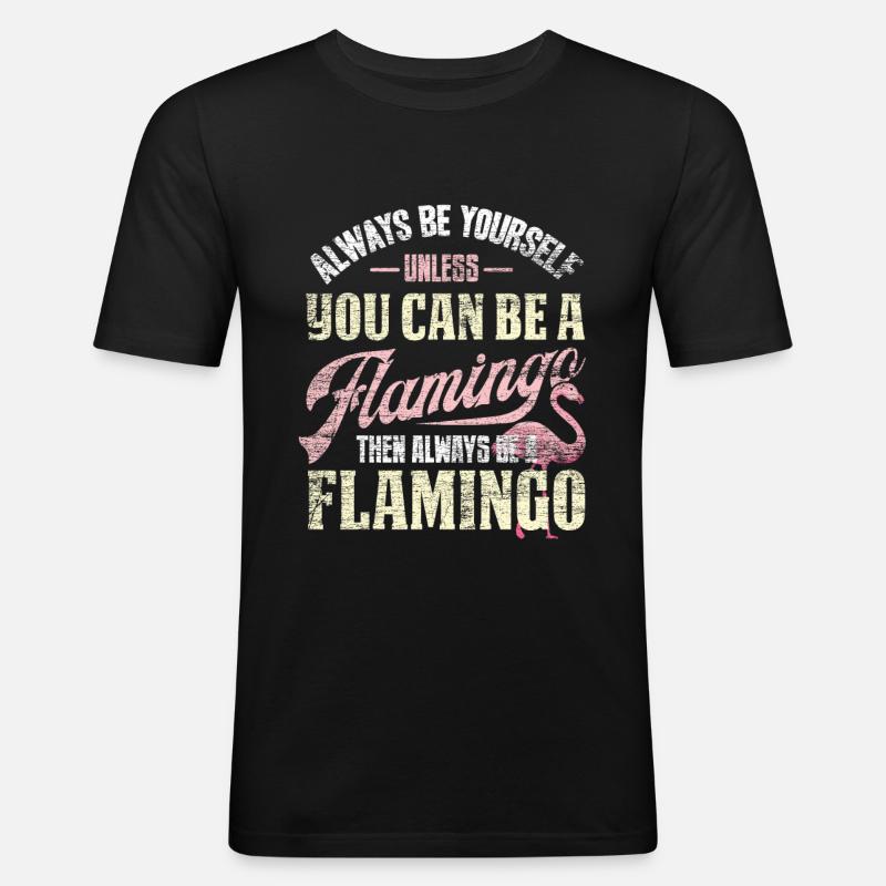 Flamingo - Männer Slim Fit T-Shirt - Schwarz