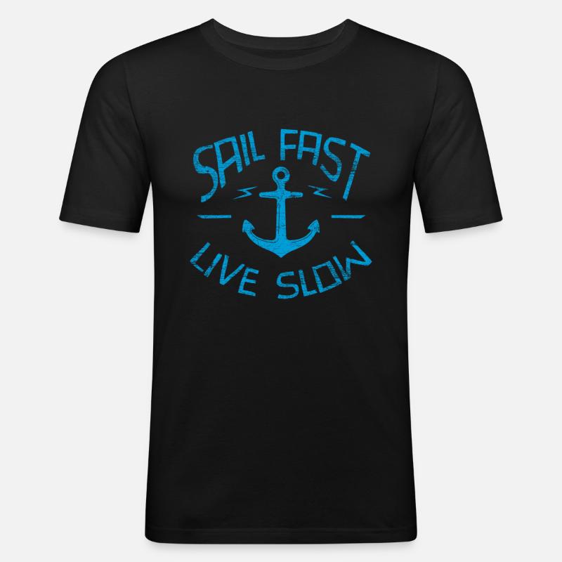 Segeln - Männer Slim Fit T-Shirt - Schwarz
