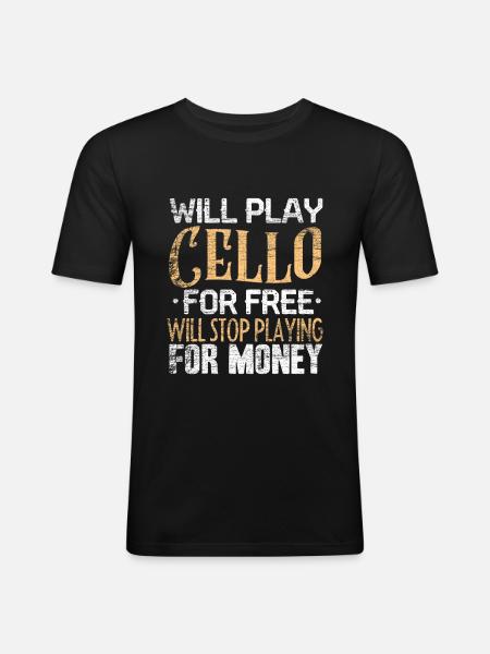 violoncelle - T-shirt près du corps Homme - noir