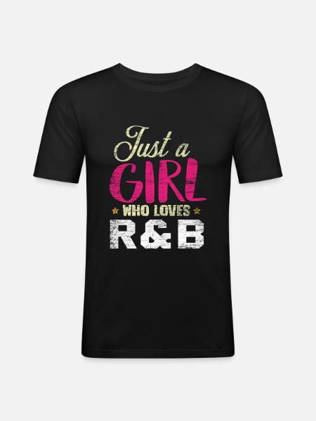 R & B music girl - Men's Slim Fit T-Shirt - black