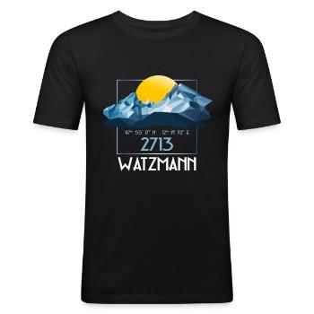 Deutschland Bayern Watzmann 2713 m Berg Low Poly - Männer Slim Fit T-Shirt - Schwarz - Vorne - Nik (191cm)