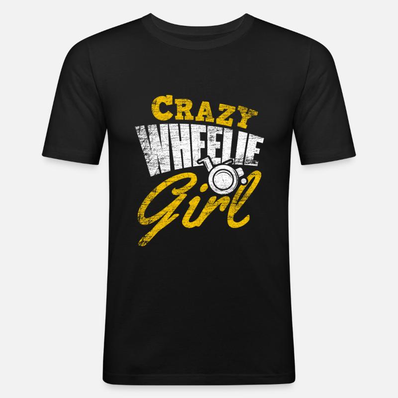 Rollstuhl Mädchen - Männer Slim Fit T-Shirt - Schwarz