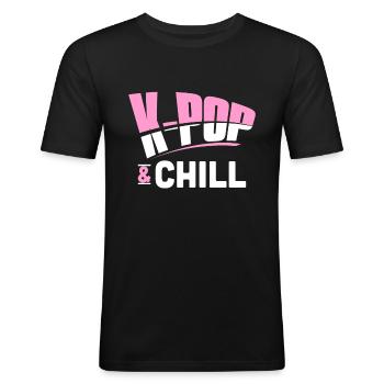 K-Pop - Männer Slim Fit T-Shirt - Schwarz - Vorne - Nik (191cm)
