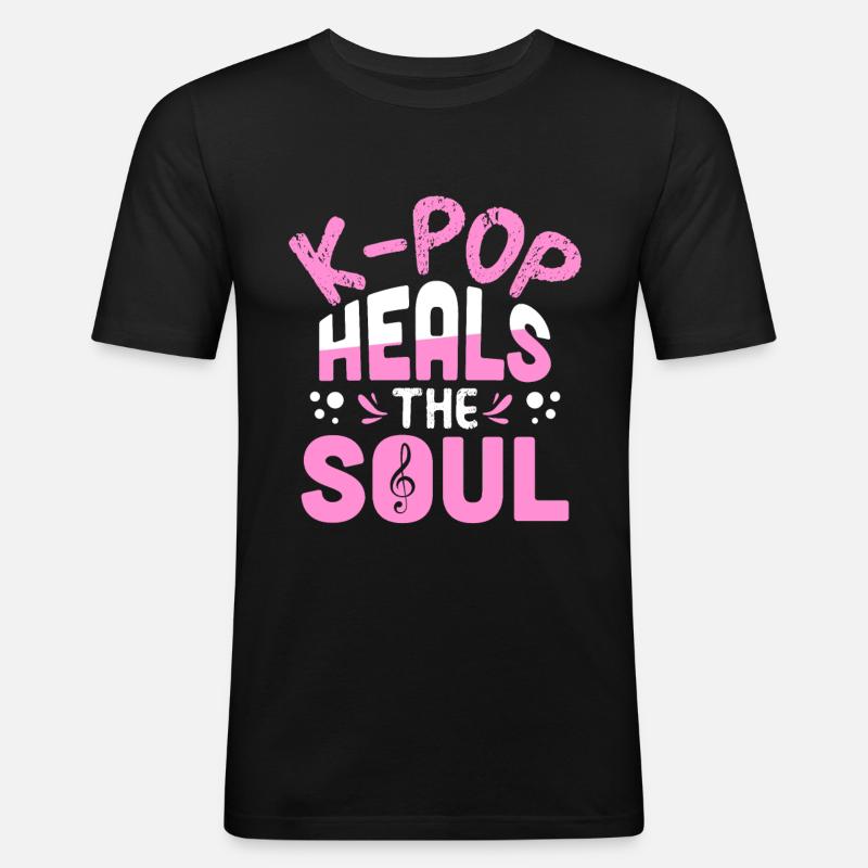 K-Pop - Männer Slim Fit T-Shirt - Schwarz