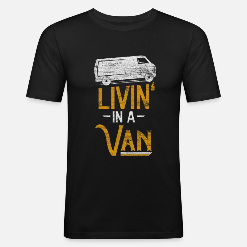 Camper Van - Männer Slim Fit T-Shirt - Schwarz