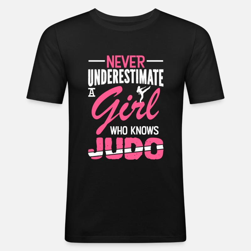 Judo Mädchen - Männer Slim Fit T-Shirt - Schwarz