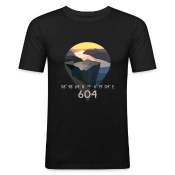 Kanzel Preikestolen Prekestolen 604 Norwegen Norge - Männer Slim Fit T-Shirt - Schwarz - Vorne - Nik (191cm)