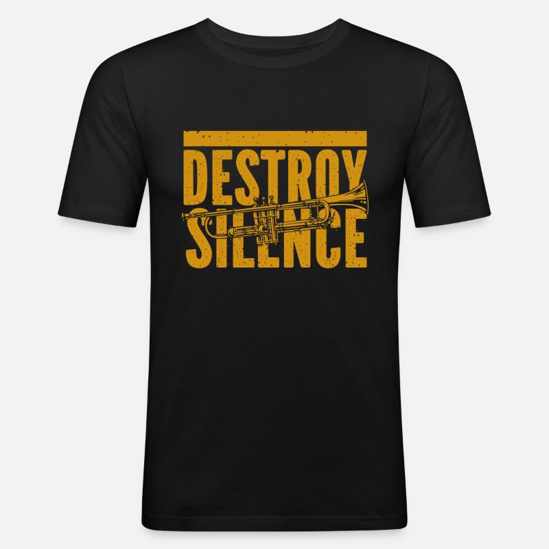 Trompete - Männer Slim Fit T-Shirt - Schwarz