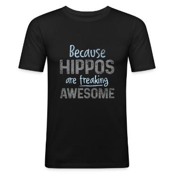 hippopotame - T-shirt près du corps Homme - noir - Devant - Nik (191cm)