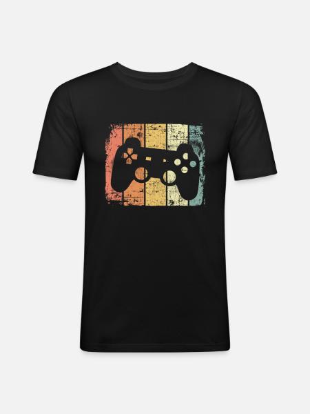 Gaming retro - Men's Slim Fit T-Shirt - black