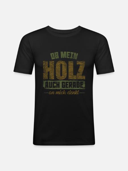 Holz Handwerker - Männer Slim Fit T-Shirt - Schwarz